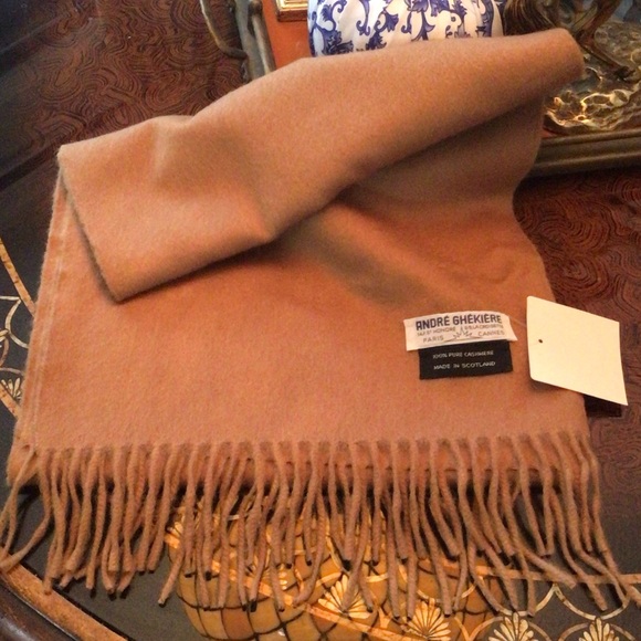 Andre Ghekeire Other - Andre Ghekiere Tan Cashmere Scarf Paris Designer $399